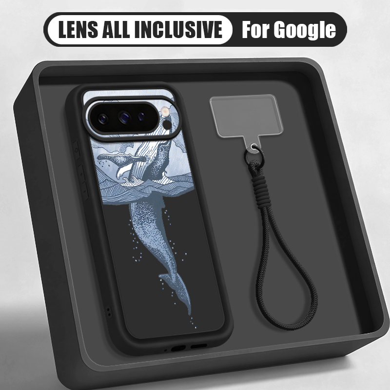 Google Pixel 9 - Humpback Whale Print Wrist Strap Lanyard