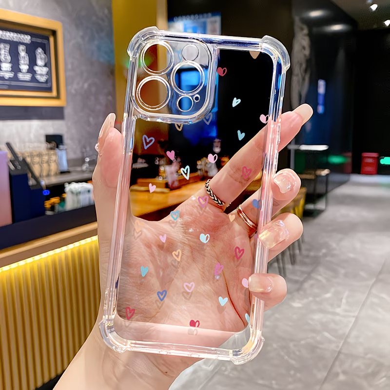 Apple Iphone 15 - Transparent Corner Bumper Colorful Hearts Phone