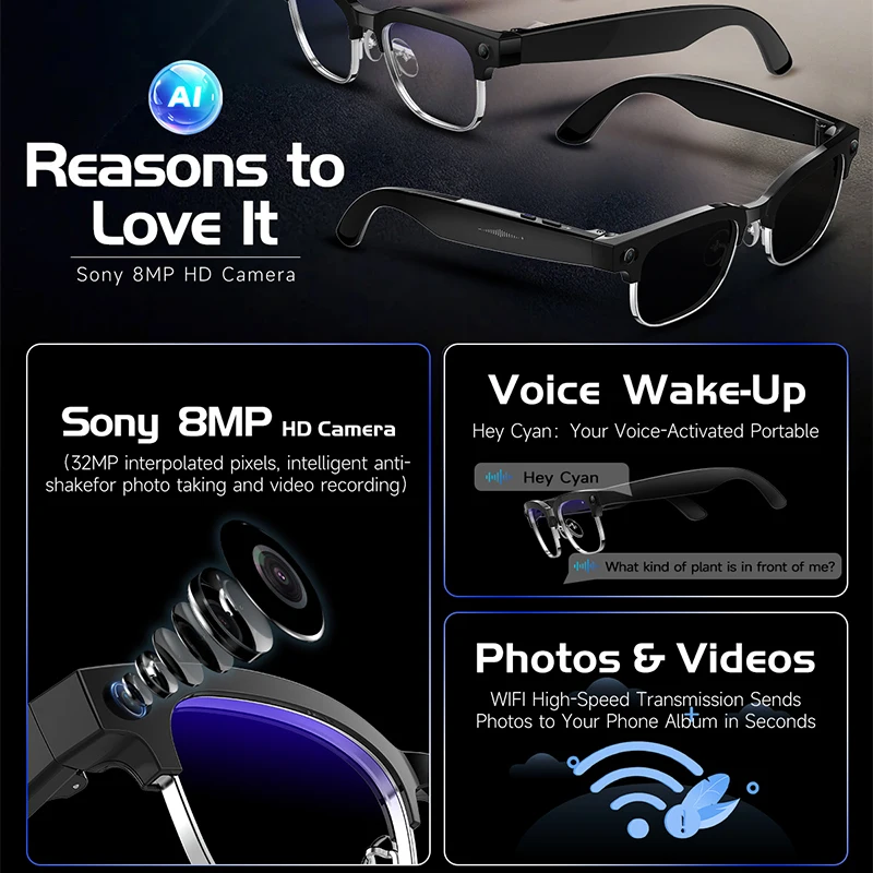 W630 HeyCyan AI Voice Wake-Up  - Smart Glasses Lens 评论和价格